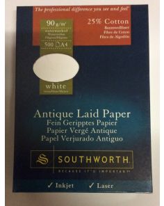 Southworth Antique Laid Paper 90gm. White. A4. Pack of 500