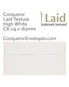 Conqueror Laid High White Texture C6 Peel & Seal Envelopes 120gsm, Pack of 50