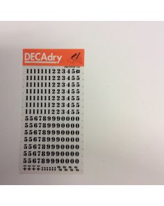 Decadry Transfers No30, 24pt, 7mm, 0.276inch, Black, Pack of 12 sheets