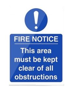 Fire Notice 205x150mm Self Adhesive