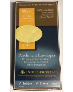 Southworth Parchment DL Envelopes, Gold, Pack of 25 