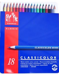 Caran D'Ache Classicolor Colour Pencils, Tin of 18 Water-soluble