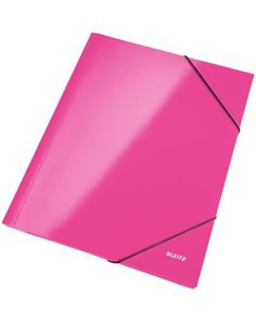 Leitz Wow Range 3 Flap Elasticated Folder. Metallic Pink