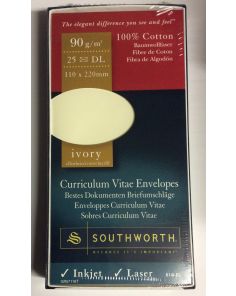 Southworth Cotton DL Envelopes, Ivory, Pack of 25