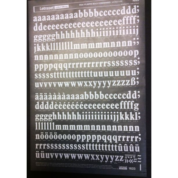 Letraset White 1623 60pt.Plantin Bold Condensed Lower Case Letters