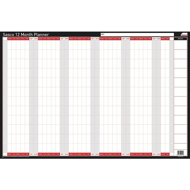 Sasco 12 Month Planner Mounted