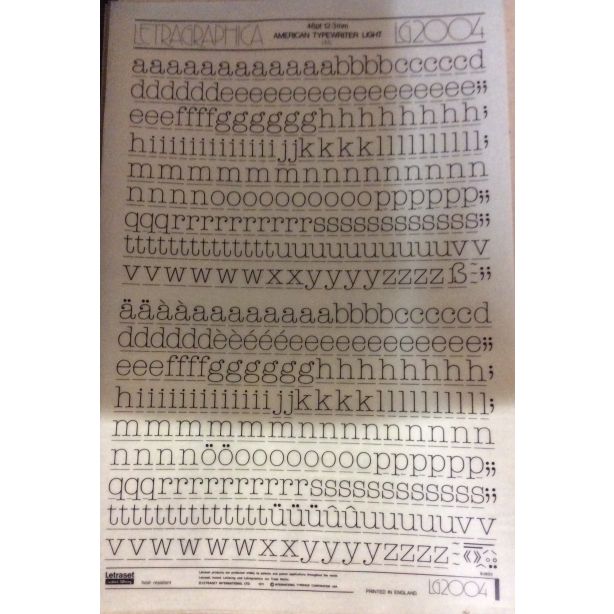 Letraset Letragraphica 2004 48pt. American Typewriter Light 12.3mm