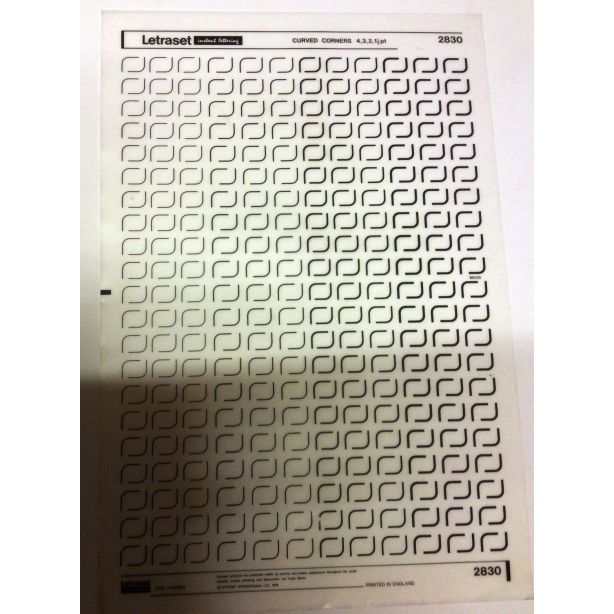 Letraset Black 2830 Curved Corners 4, 3, 2, 1½pt