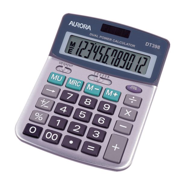 Aurora Silver / Grey DT398 Semi Desktop Calculator