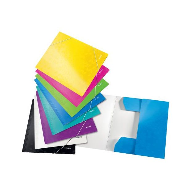 Leitz Wow Range 3 Flap Elasticated Folder. Assorted Colours, Pack of 10 