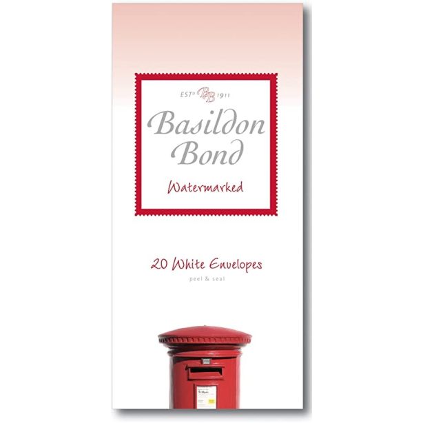 Basildon Bond White Envelopes 89 x 187mm Peel and Seal Pack of 20