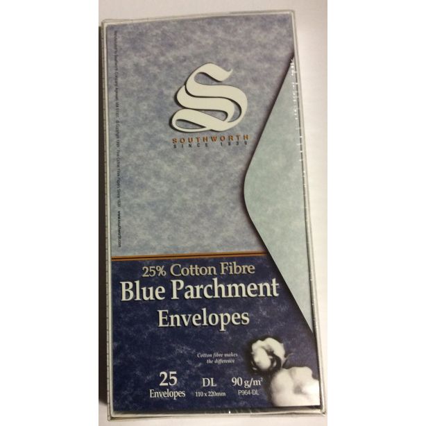 Southworth Parchment DL Envelopes, Blue, Pack of 25