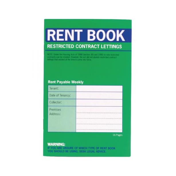 County Stationery Rent Book, Restricted Contract Lettings, (Green Cover)