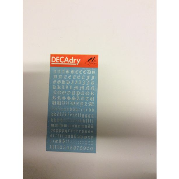 Decadry Transfers No17, 34pt, 8mm, 0.315inch, White