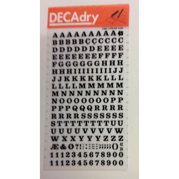 Decadry Transfers No4, 24pt, 6mm, 0.236inch, Black