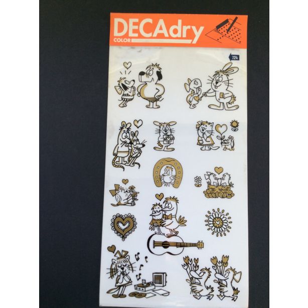 Decadry Super Transfers No724, Black & Gold Cartoon Style Love Decorations