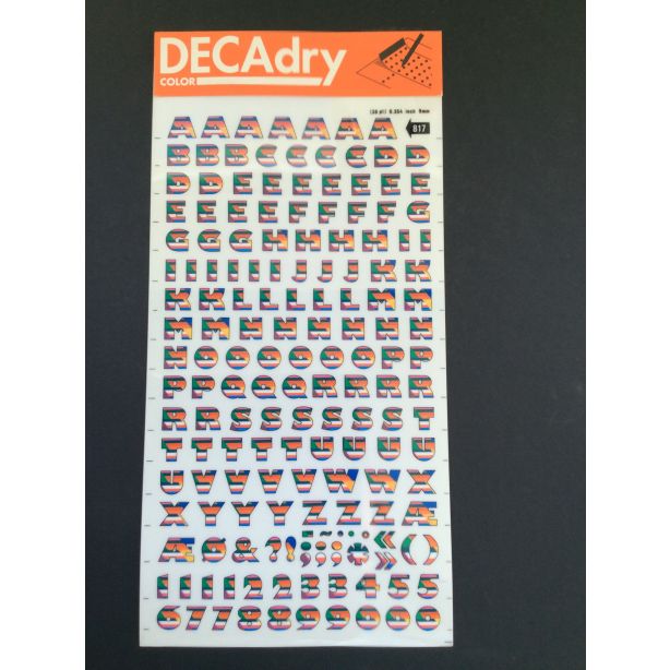 Decadry Super Transfers No817, Multicoloured Stripe 36pt, 9mm, 0.354inch Letters