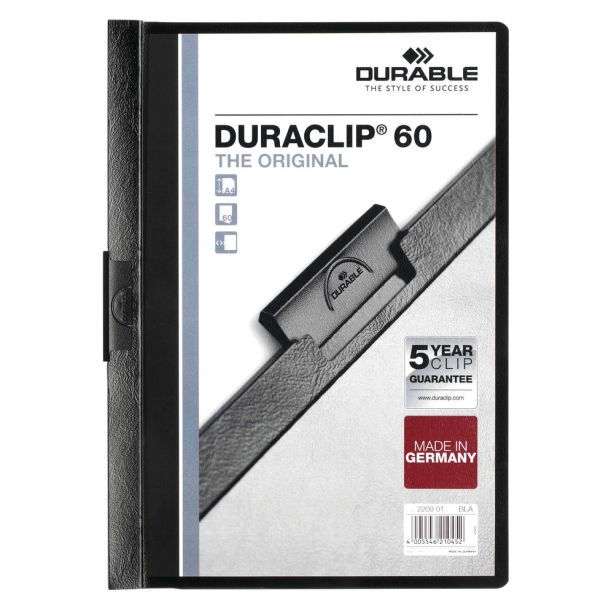 Duraclip File, A4, 6mm, Black, Pack of 25