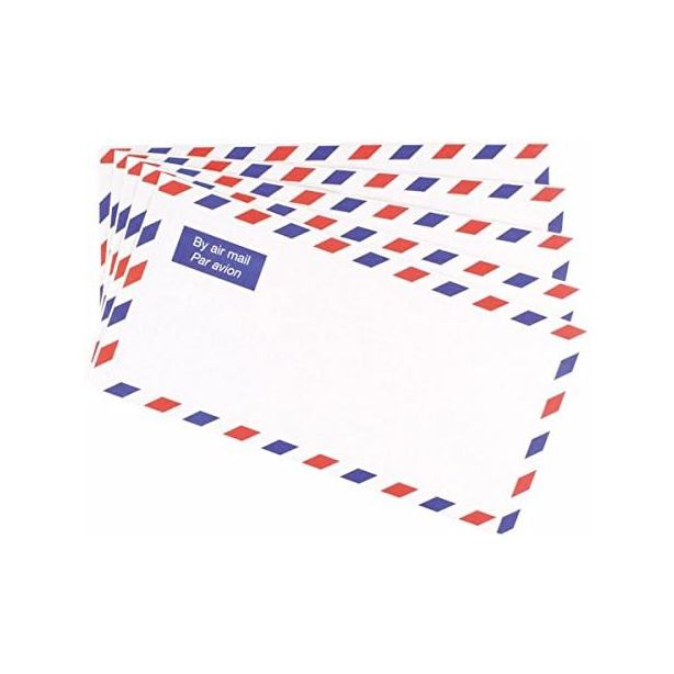 20 Airmail Envelopes White Gummed DL 110mm x 220mm