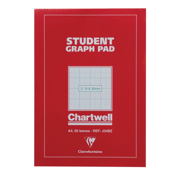 Chartwell Graph Pad A4, 2,10 & 20mm, Red Cover