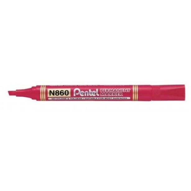 Pentel N860 Permanent Chisel Tip Marker Pen, Red