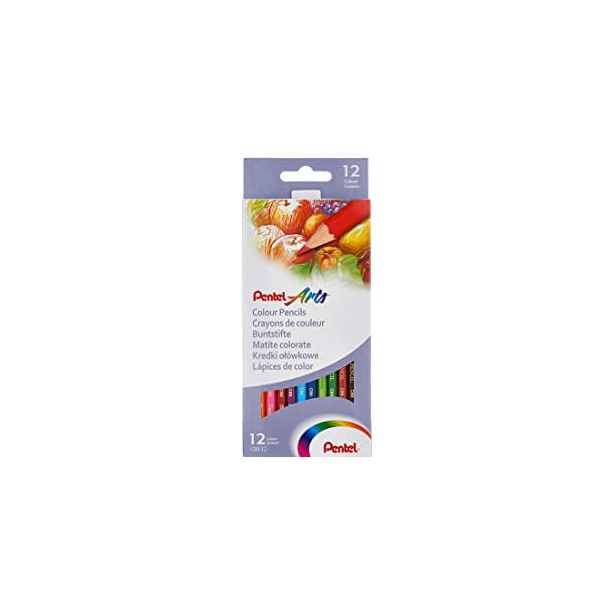 Pentel Arts Colour Pencils, CB8-12, Assorted Colours, Pack of 12