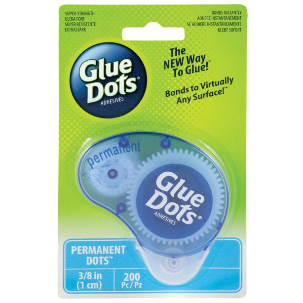 Permanent Glue Dots in Dispenser - 200 Dots