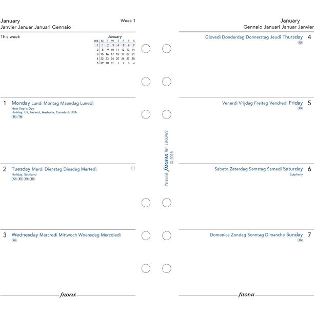 Filofax Personal Week On One Page 2024