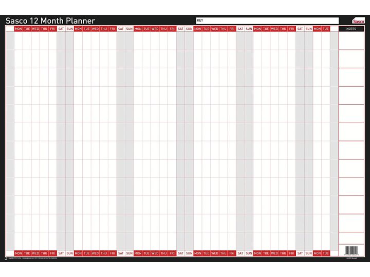 Sasco 12 Month Planner Mounted