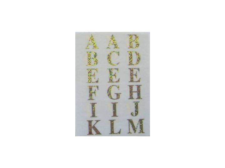 Ivy Self Adhesive Letters A - Z. Holographic Gold on clear 23mm background