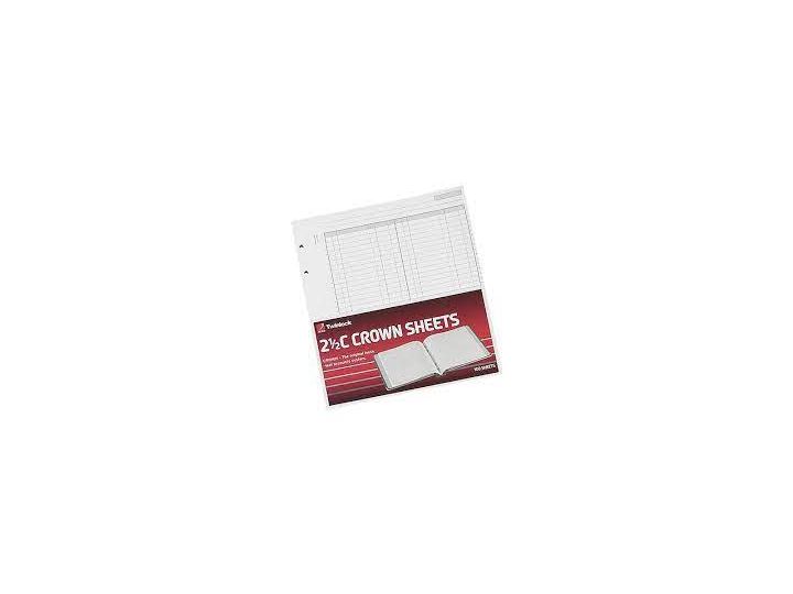 Crown 2½C, F3 Double Cash Ledger Refill Sheets, Size 251 x 229mm, Pack of 100