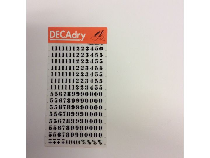 Decadry Transfers No30, 24pt, 7mm, 0.276inch, Black, Pack of 12 sheets