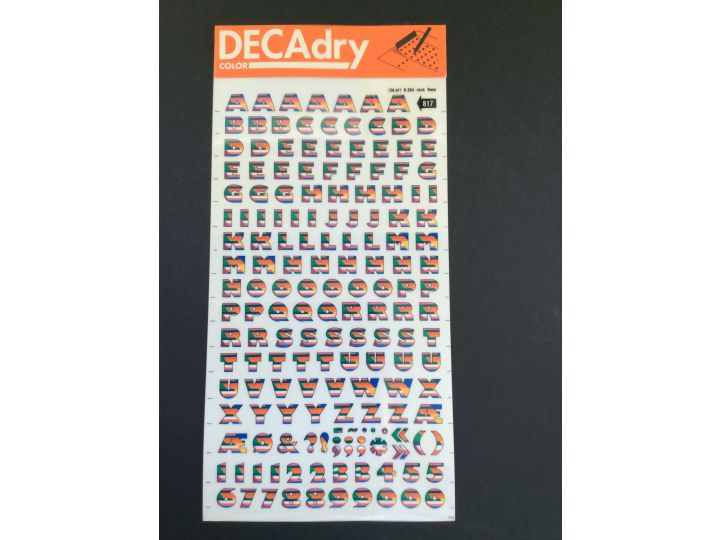 Decadry Super Transfers No817, Multicoloured Stripe 36pt, 9mm, 0.354inch Letters