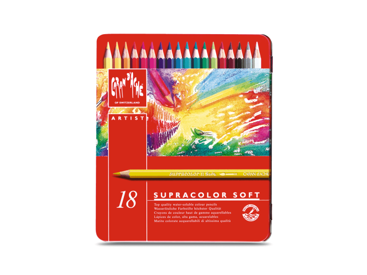 Caran D'Ache Supracolor Pencil Set, Tin of 18 Water Soluble Aquarelle