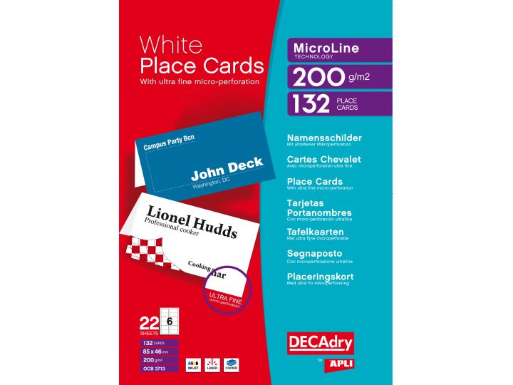 Decadry White Place Cards, Pack of 132