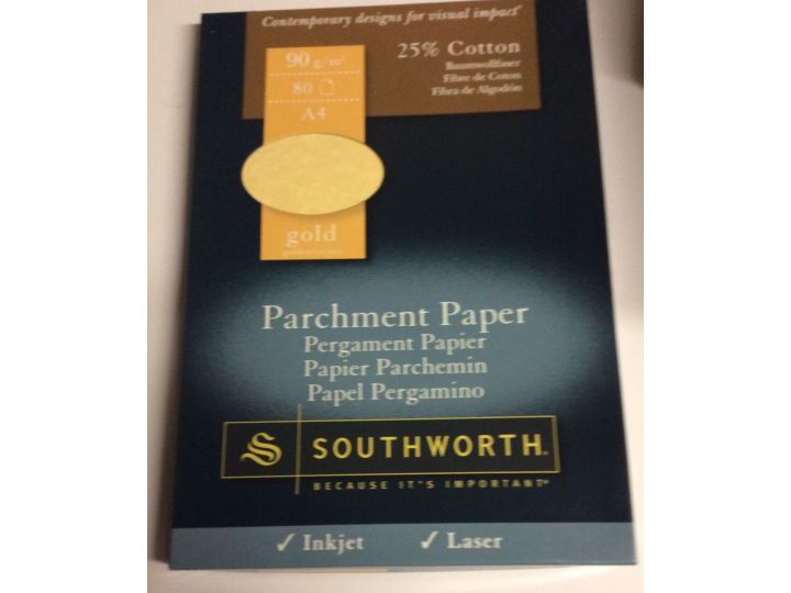 Southworth A4 Parchment Paper, 80 sheets, Gold 