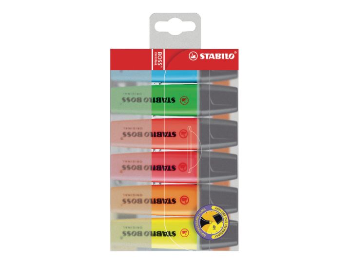 Stabilo Boss Highlighter Pens, Assorted Pack of 6