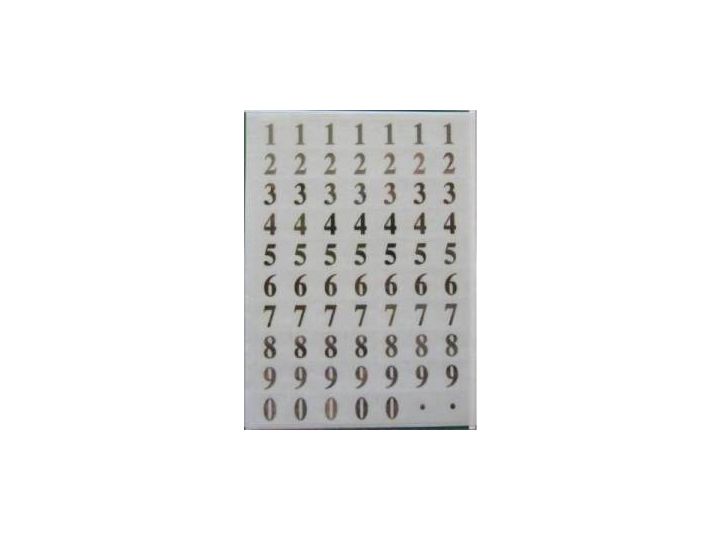 Ivy Self Adhesive Numbers 0-9. 10mm. Metallic Gold on clear background