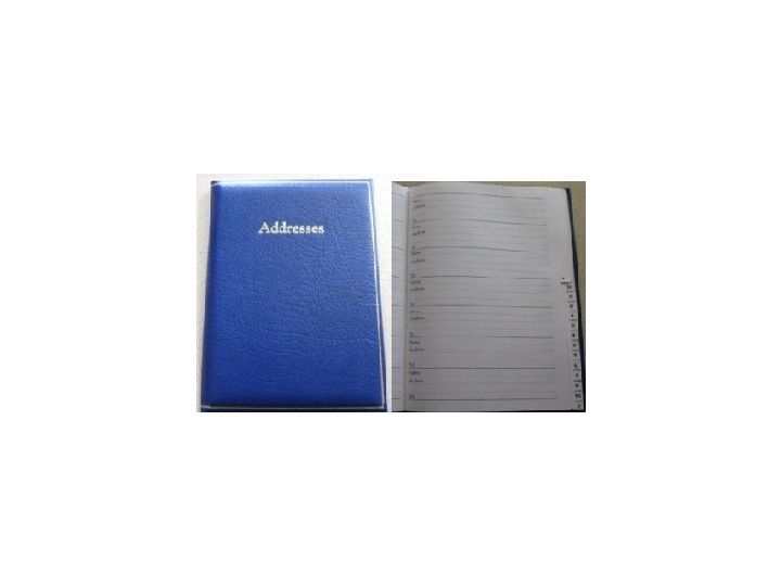 Leathersmith Address Book. 216 x 154mm. Montana Grain Leather Blue Padded Cover with Gilt Trim. Each