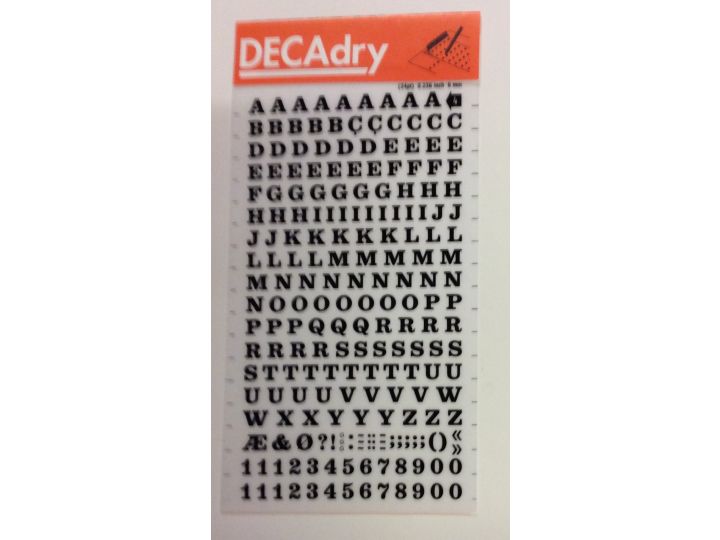 Decadry Transfers No4, 24pt, 6mm, 0.236inch, Black