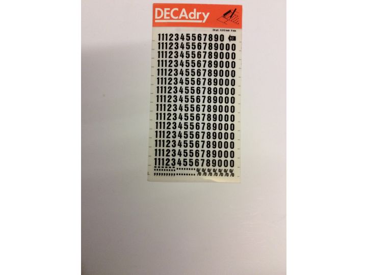 Decadry Transfers No62, 34pt, 8mm, 0.315inch, Black, Pack of 12 sheets