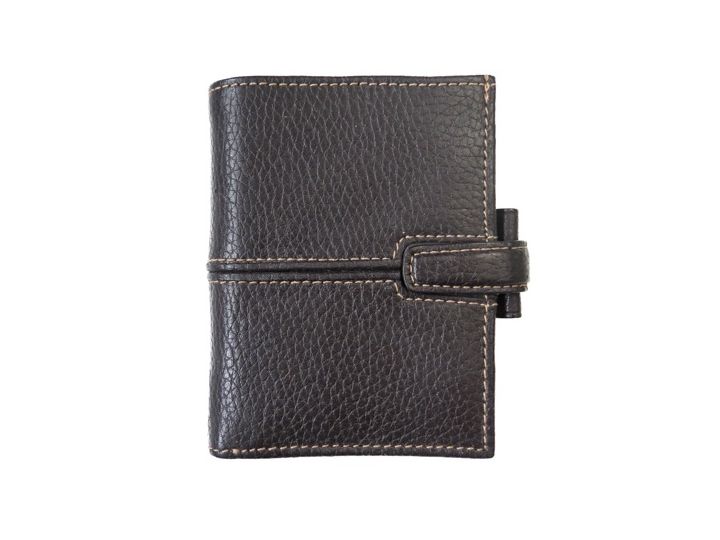 Filofax Finchley Pocket Grained Leather Organiser with Stud Fastener, Chocolate Brown