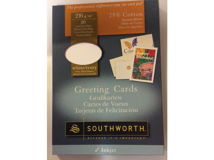 Southworth Greeting cards, Pack of 20 (cards / envelopes / seals)