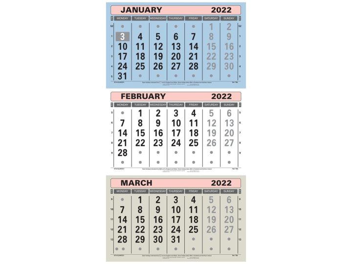 Dataday TML 2022 Large Wall Calendar, 3 Months to View